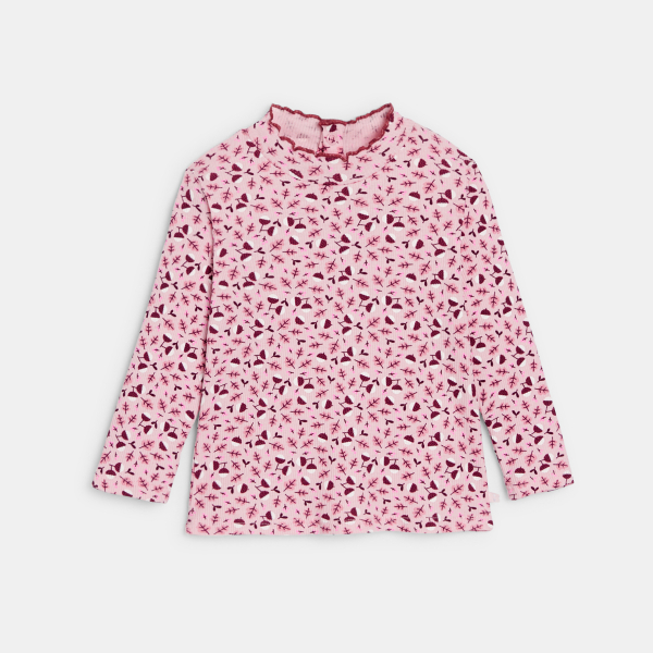 تيشيرت كوت مسطح وياقة متموّجة منمقة برسوم،، باللون البنفسجي، للفتيات الرضع.